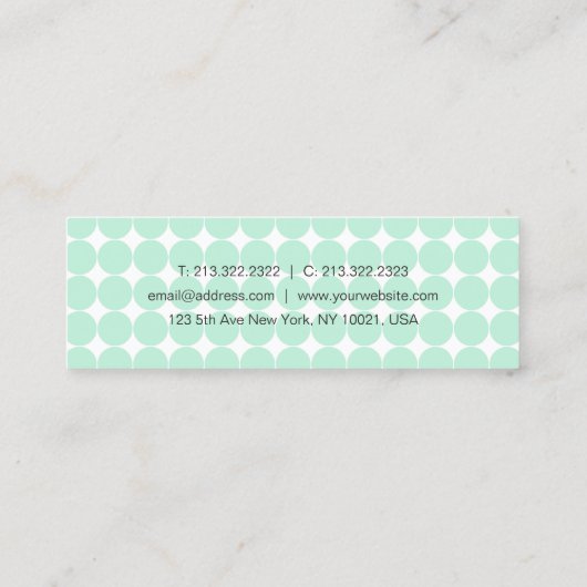 Gecalligrafeerde Sjabloon Elegant Mint Green White Mini Visitekaartje (Achterkant)