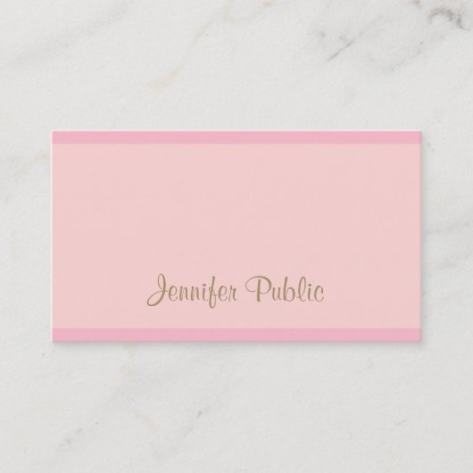 Gecalligrafeerde Sjabloon Elegant roze Gold Script Visitekaartje (Voorkant)