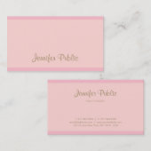 Gecalligrafeerde Sjabloon Elegant roze Gold Script Visitekaartje (Voorkant / Achterkant)