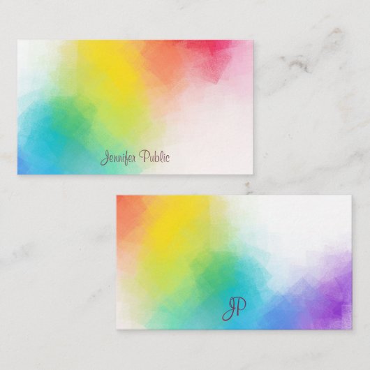 Gecalligraveerde Monogram Sjabloon Kleurrijke rege (Voorkant / Achterkant)