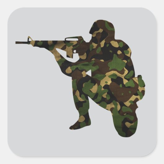 Gecamoufleerde Soldaat Vierkante Sticker (Voorkant)