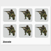 Gecamoufleerde Soldaat Vierkante Sticker (Vel)