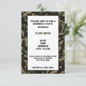 Gecamoufleerde verjaardagsfeestje uitnodiging Kaar (Staand voorkant)