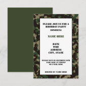 Gecamoufleerde verjaardagsfeestje uitnodiging Kaar (Voorkant / Achterkant)