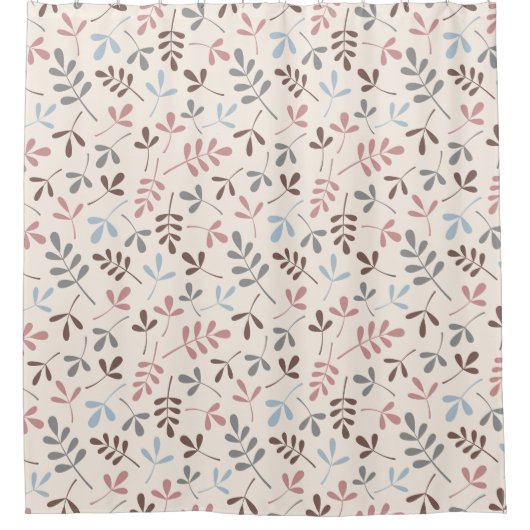 Gecasseerde bladeren Gray Taupe Blue Crm Ptn Douchegordijn (Voorkant)