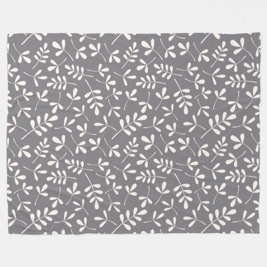 Gecasseerde lederen patrooncrème op grijs fleece deken (Voorkant (Horizontaal))