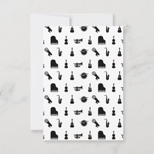 Gecasseerde muziekinstrumenten CUSTOM BG COLOR Bedankkaart (Achterkant)