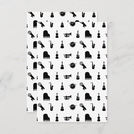 Gecasseerde muziekinstrumenten CUSTOM BG COLOR Bedankkaart (Voorkant / Achterkant)