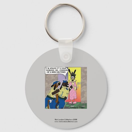 Gecastreerde Hond Grappige Cartoon Sleutelhanger (Voorkant)