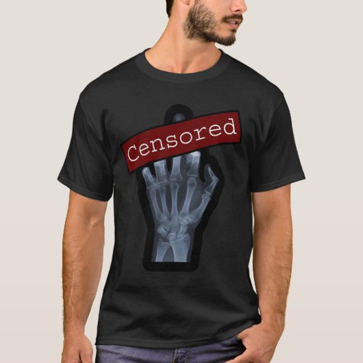 Gecensureerd middenvinger - zwart/donker T-shirt (Voorkant)