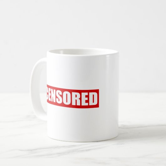 gecensureerd tekstontwerp koffiemok (Voorkant links)