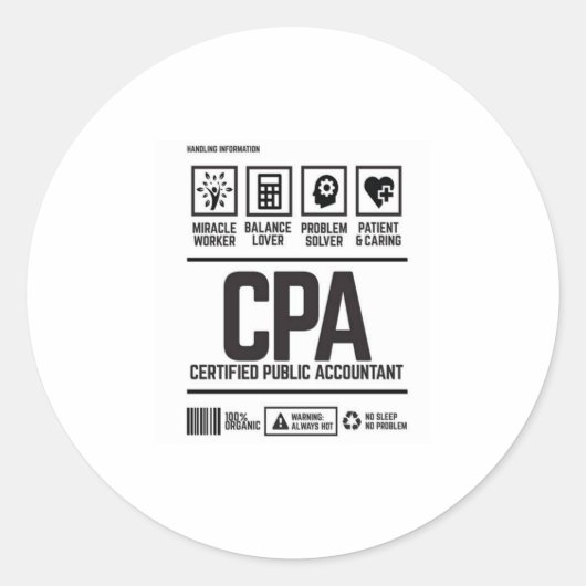 gecertificeerd accountant-CPA Ronde Sticker (Voorkant)