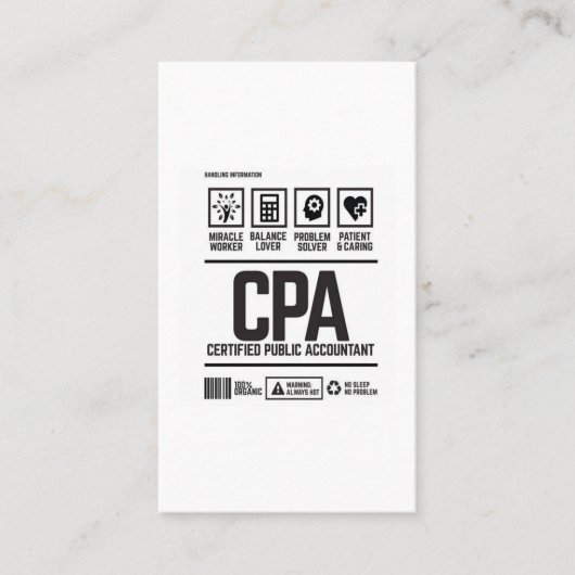gecertificeerd accountant-CPA Visitekaartje (Voorkant)