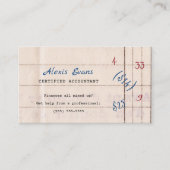 Gecertificeerd accountant retro grootboek visitekaartje (Voorkant)