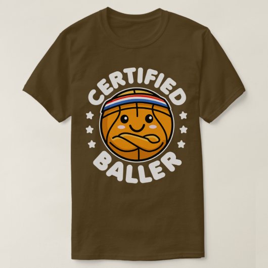 Gecertificeerd Baller Schattige Kawaii Basketbal O T-shirt (Design voorkant)