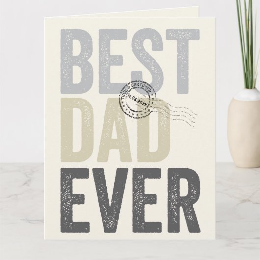 Gecertificeerd Beste Papa Ooit Vaderdag Typografie Kaart (Voorkant)