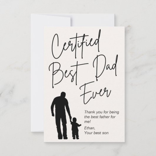 Gecertificeerd beste vader ooit, happy vaderdag bedankkaart (Voorkant)