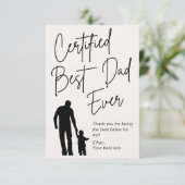 Gecertificeerd beste vader ooit, happy vaderdag bedankkaart (Staand voorkant)