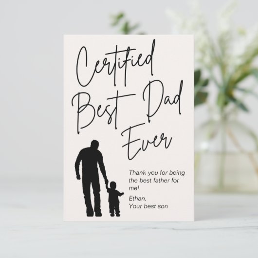 Gecertificeerd beste vader ooit, happy vaderdag bedankkaart (Staand voorkant)