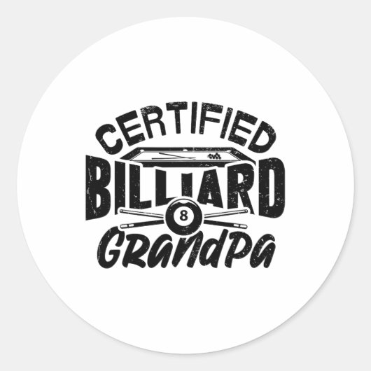 Gecertificeerd Biljart Opa Pool Biljart Speler F Ronde Sticker (Voorkant)