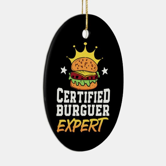 Gecertificeerd Burger Expert Hamburger Handgeteken Keramisch Ornament (Rechts)