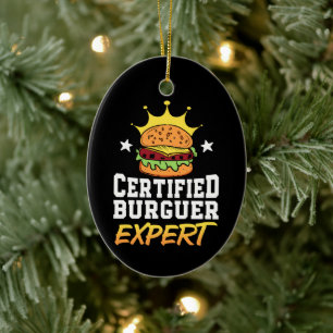 Gecertificeerd Burger Expert Hamburger Handgeteken Keramisch Ornament