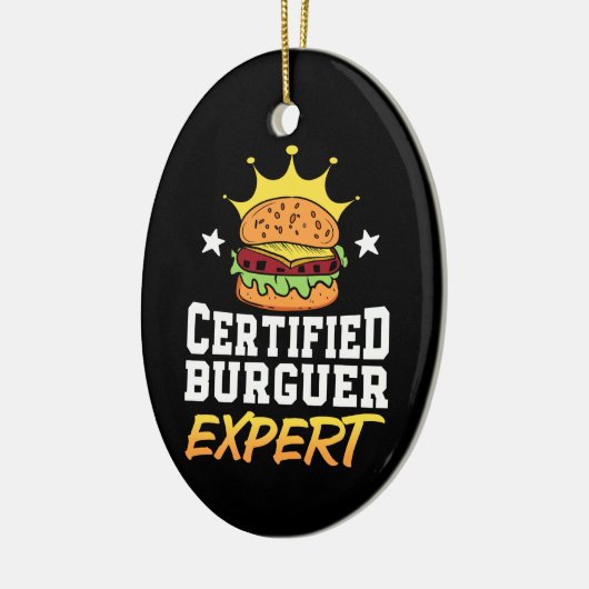 Gecertificeerd Burger Expert Hamburger Handgeteken Keramisch Ornament (Links)