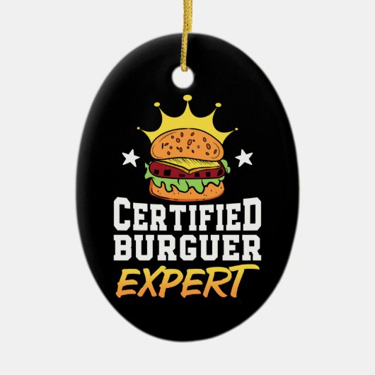 Gecertificeerd Burger Expert Hamburger Handgeteken Keramisch Ornament (Voorkant)