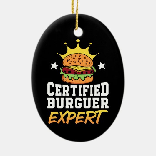 Gecertificeerd Burger Expert Hamburger Handgeteken Keramisch Ornament (Achterkant)