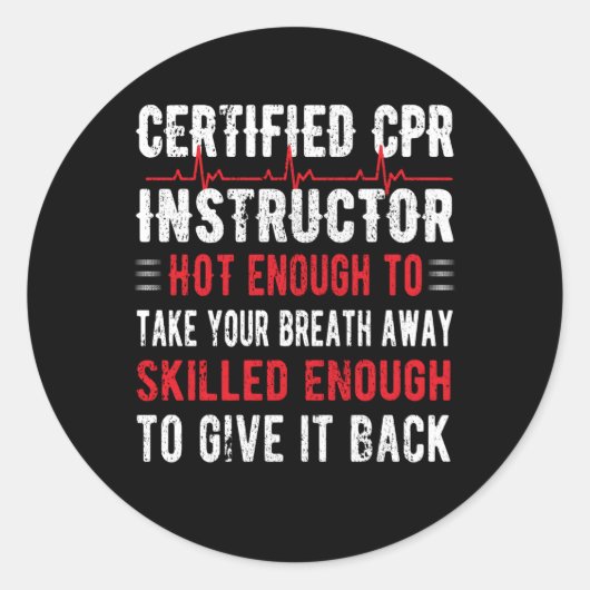 Gecertificeerd CPR Instructeur EHBO AED CPR Ronde Sticker (Voorkant)