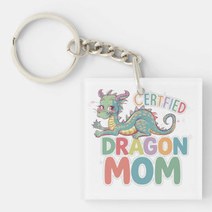 Gecertificeerd drakenmoeder kleurrijk ontwerp sleutelhanger