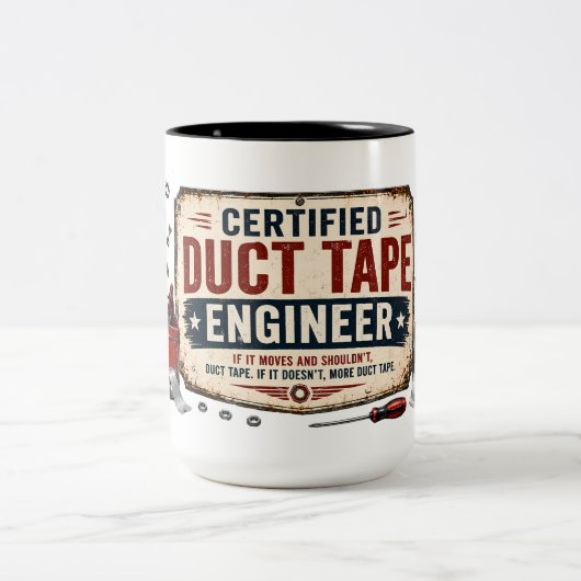 Gecertificeerd Duct Tape Ingenieur Grappige Mok (Center)