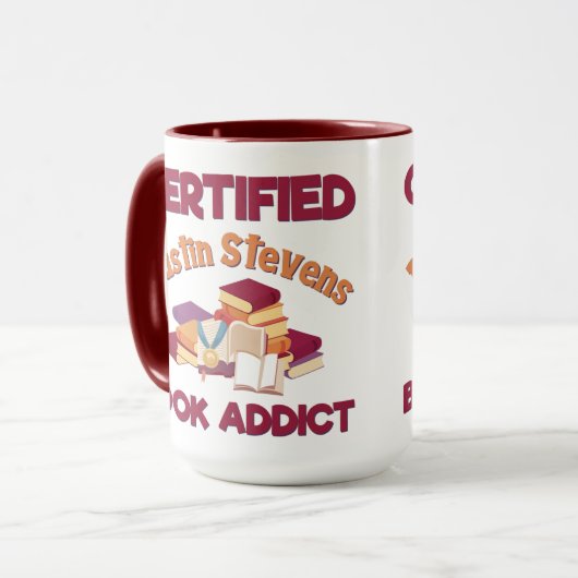 Gecertificeerd Dustin Stevens Book Addict Mok (Voorkant links)