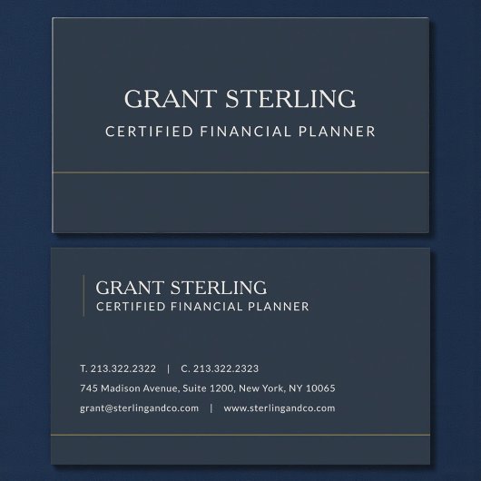 Gecertificeerd financieel planner Navy Blue Profes Visitekaartje