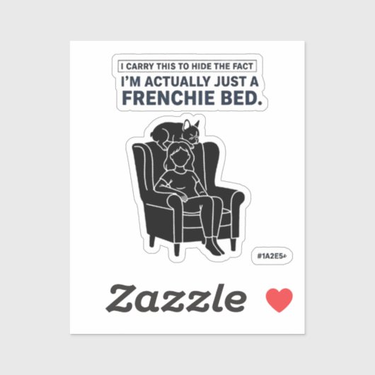 Gecertificeerd Franse Bed Grappig Frans Bulldog On Sticker (Vel)