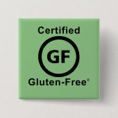 Gecertificeerd Gluten Free Symbool Square Vierkante Button 5,1 Cm (Voorkant)