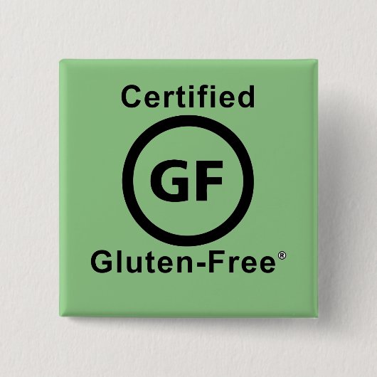 Gecertificeerd Gluten Free Symbool Square Vierkante Button 5,1 Cm (Voorkant)