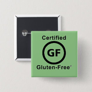 Gecertificeerd Gluten Free Symbool Square Vierkante Button 5,1 Cm