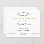 Gecertificeerd Gold Calligraphic Completion Achiev (Voorkant / Achterkant)