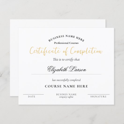 Gecertificeerd Gold Calligraphic Completion Achiev (Voorkant / Achterkant)