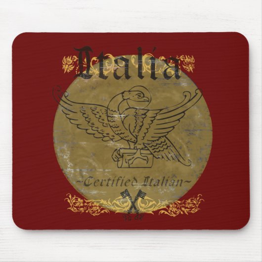 Gecertificeerd Italiaans Rood Italië Mousepad Muismat (Voorkant)