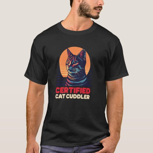 Gecertificeerd Kat Knuffelaar Design Kat Oppasser T-shirt (Voorkant)