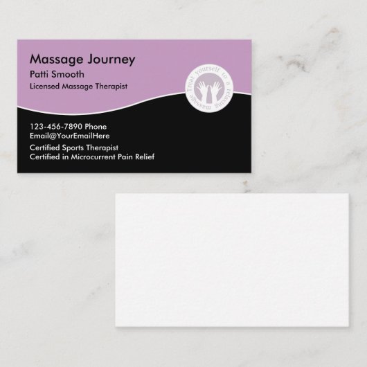 Gecertificeerd massagetherapeut visitekaartje (Voorkant / Achterkant)
