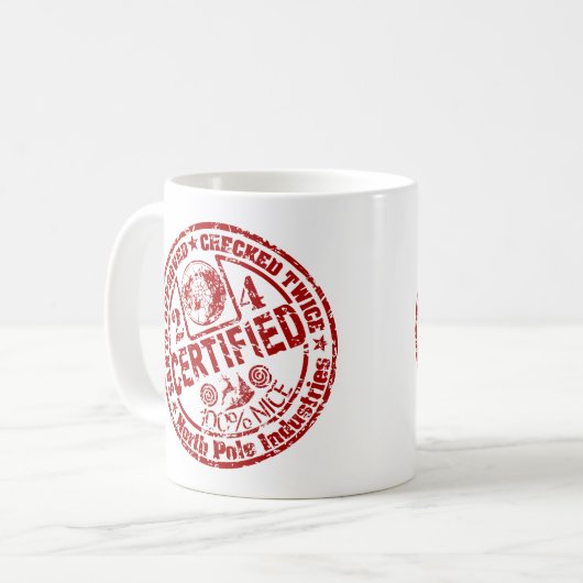 "Gecertificeerd Nice" Kerstmis Koffiemok (Voorkant links)