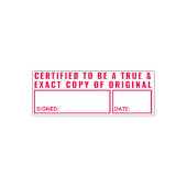Gecertificeerd om een ware en exacte kopie van het zelfinktende stempel (Design)