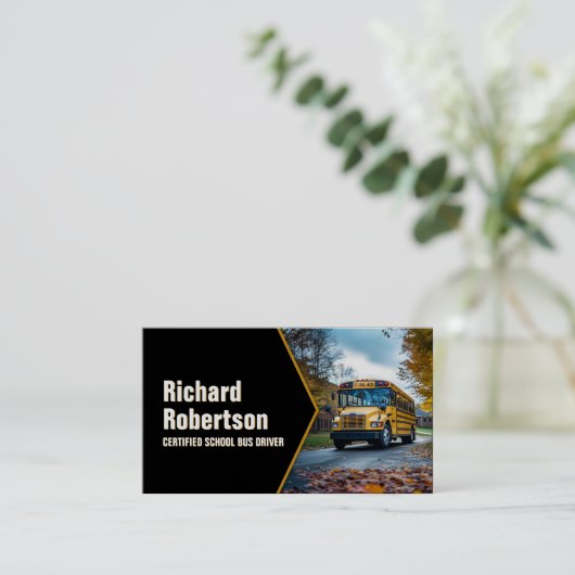Gecertificeerd schoolbus bestuurder voertuig op de visitekaartje (Staand voorkant)
