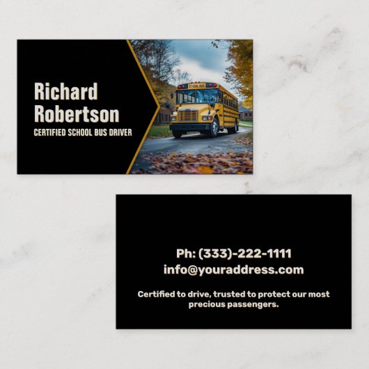 Gecertificeerd schoolbus bestuurder voertuig op de visitekaartje (Voorkant / Achterkant)