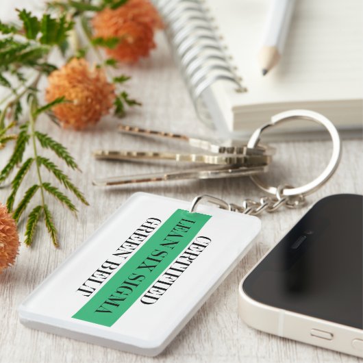 Gecertificeerd Sleutelhanger zes Sigma Green Belt (Voorkant Rechts)