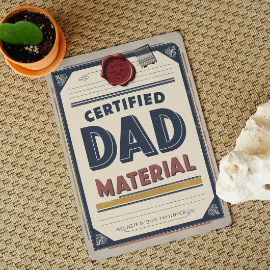 Gecertificeerd Vader Materiaal Vintage Vaderdag Kaart