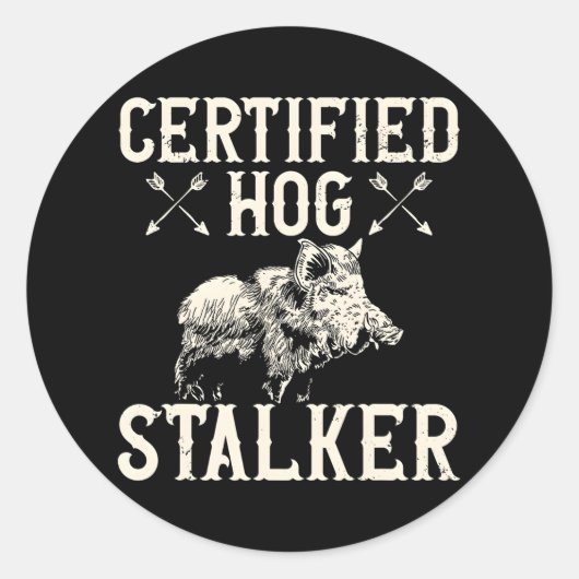 Gecertificeerd Varken Stalker Varkens Jacht Wild Ronde Sticker (Voorkant)